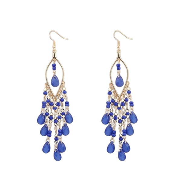 Minnieouse Gotas para las orejas para mujer, seguras para la piel y a la moda, pendientes bohemios con cuentas coloridas Ropa, zapatos y accesorios Miscelánea azul