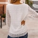 thumbnail image 4 of Blusa de gasa blanca de manga larga con cuello redondo y puños con farol: estilo ideal para la oficina, talla S, 4 of 6