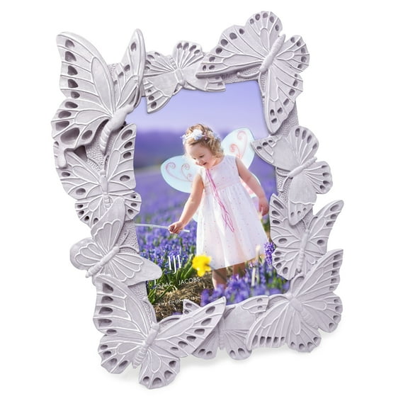 Isaac Jacobs 4x6 Lavender Vintage-Inspired Ornate Butterfly Picture Frame, Horizontal & Vertical for Tabletop and Wall Display, Home Décor, Resin Frame (4x6, Lavender)