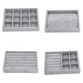 thumbnail image 1 of 4pcs Caja De Exhibición de Joyería Para De Collar Mixtas De Gris Apilable Sunnimix Bandeja de exhibición de joyería de terciopelo, 1 of 8