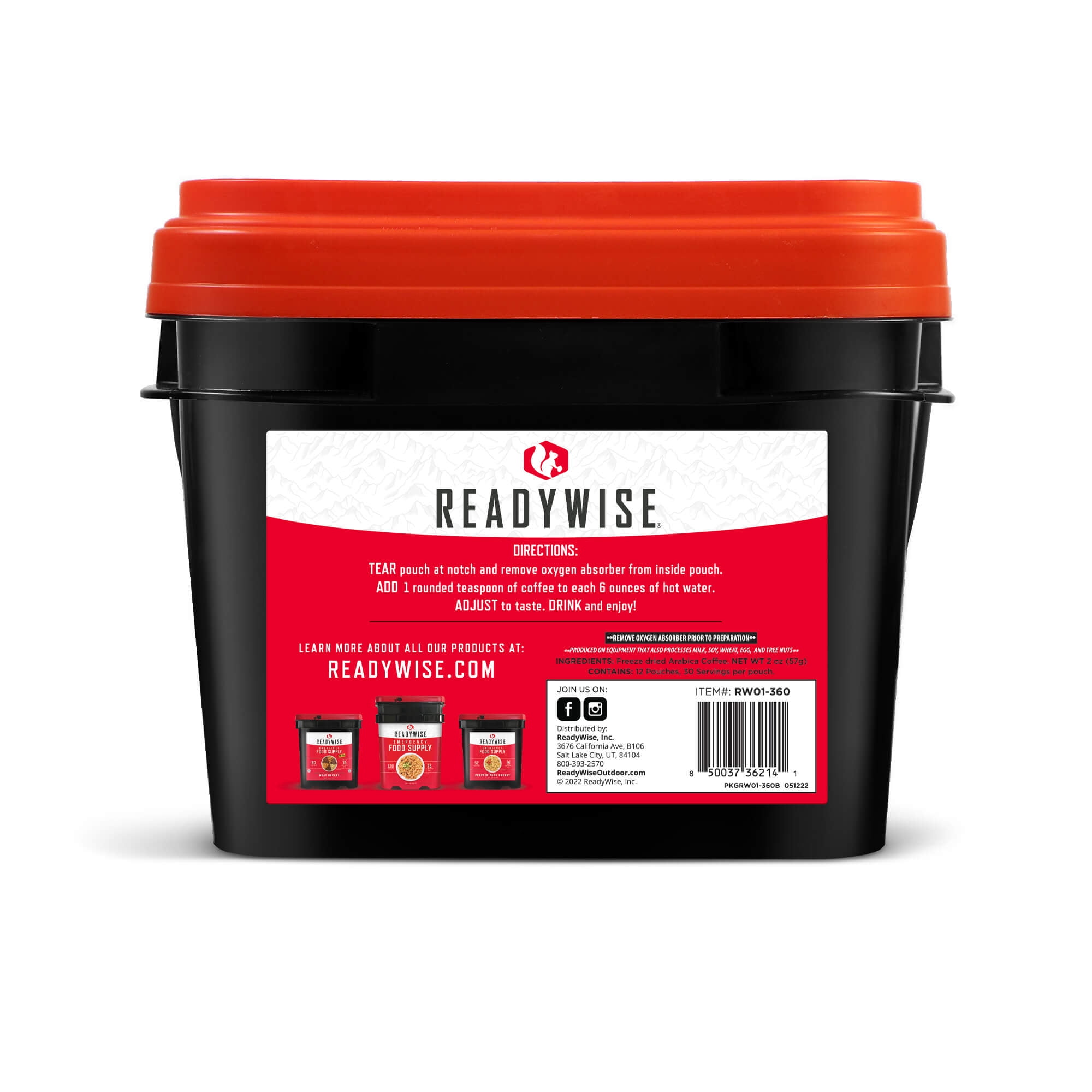 ReadyWise 360 Servings Freeze-Dried Coffee | Long Shelf Life Emergency Coffee