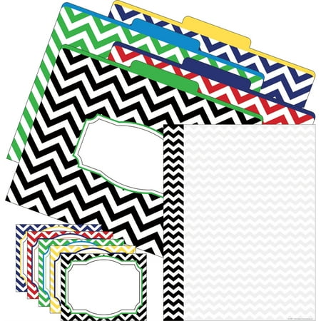 UPC: 0704068001121 | Barker Creek Get Organized Office Kit Nautical Chevron with 12 Coordinating Designer File Folders 50 Sheets of Colorful Computer Paper and 45 Versatile Self-Adhesive Labels/Name Tags (112)