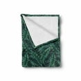 thumbnail image 2 of Palm Leaf Soft Flannel Fleece Throw Blanket, Watercolor Tropical Jungle Leaves Pattern Fresh Rainforest Hawaii Summer, Cozy Plush for Indoor and Outdoor Use, 50" x 60", Dark Green Black, by Ambesonne, 2 of 6