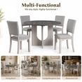 thumbnail image 4 of Leovanni 48inch Round Dining Table Set for 4 Modern Solid Wood 5-Piece Kitchen & Dining Room Set with Upholstered Chairs Pedestal Base, Gray, 4 of 8