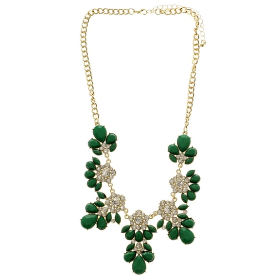 Mi Amore Gold-Tone Statement Necklace With Crystal And Emerald Green Faceted Accents TMN1136