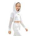 thumbnail image 6 of Aislor Girls Mesh Long Sleeve Drawstring Hooded Crop Top for Hip Hop Jazz Dancewear White 8, 6 of 7