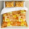 thumbnail image 1 of Retro Duvet Cover Set Queen Size, Abstract Square Pattern Rounded Funky Geometric Modern Ornament Tiled Illustration, Decorative 3 Piece Bedding Set with 2 Pillow Shams, Multicolor, by Ambesonne, 1 of 3