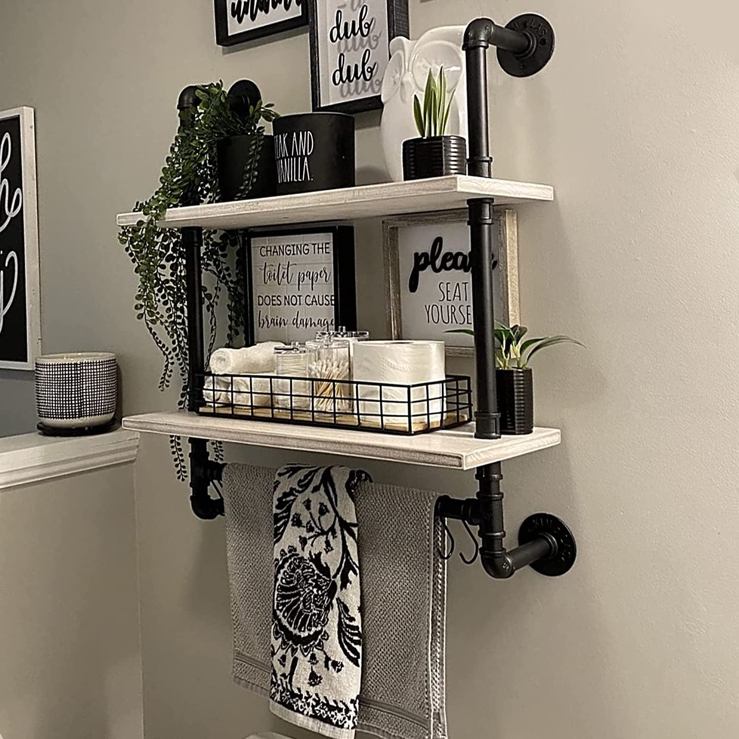 Details about   Rustic Home Coat Rack with Shelf 