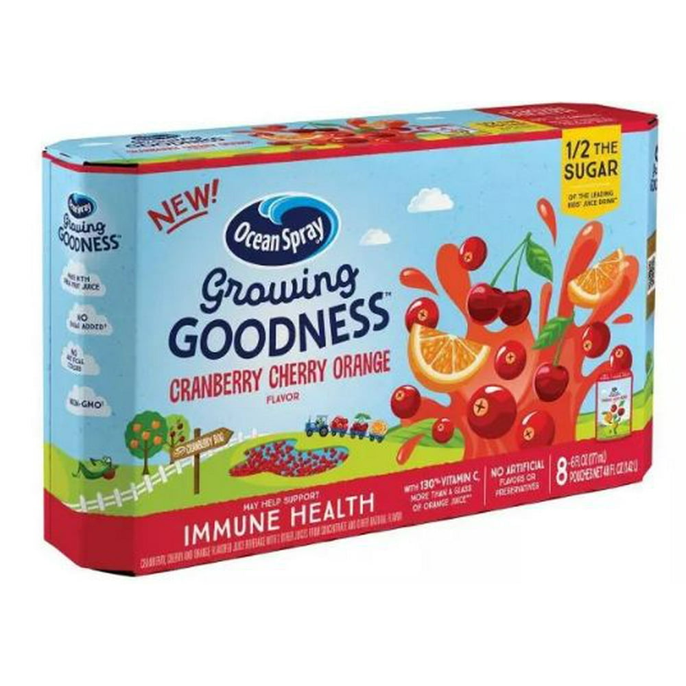 (40 Pouches) Ocean Spray GROWING GOODNESS™ Juice Beverage, Cranberry