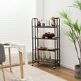 thumbnail image 3 of Costway 4-Tier Folding Rolling Cart Portable Storage Shelves w/Wheels No Assembly Rack, 3 of 10