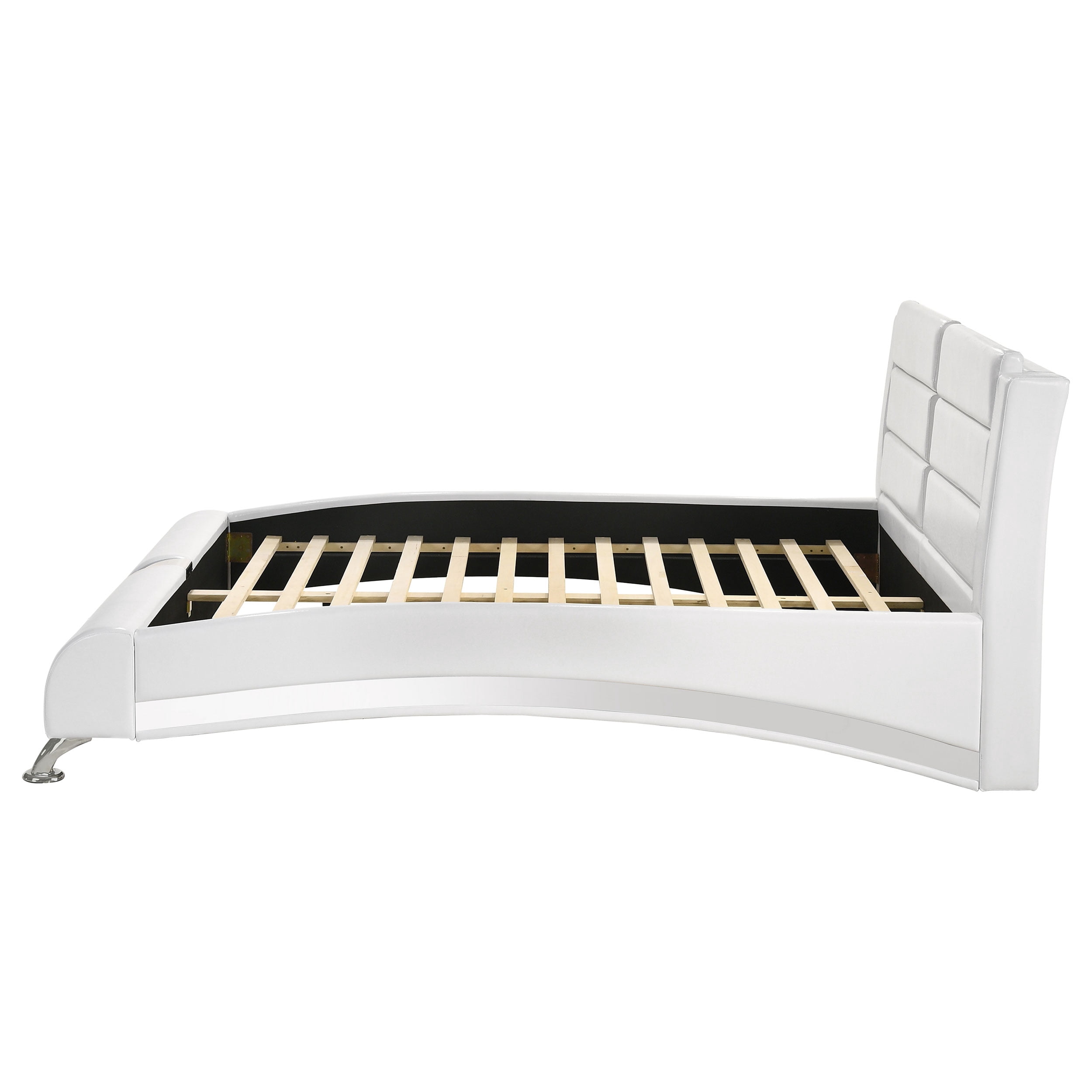 Jeremine Eastern King Faux Leather Bed, In White For Adults