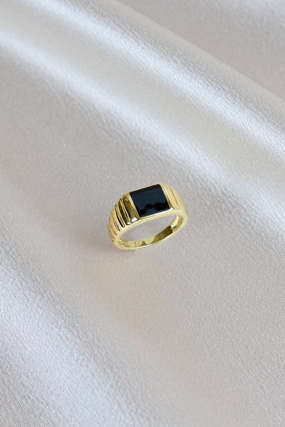 Black Enamel Signet Ring