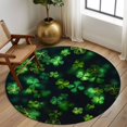 thumbnail image 2 of Large Round Rug 8Ft Washable Non-Slip, St. Patrick's Day Circle Area Rugs for Living Room Bedroom, Vintage Rustic Spring Green Lucky Leaves Indoor Floor Mats Carpet Runner for Home Decor, 2 of 8