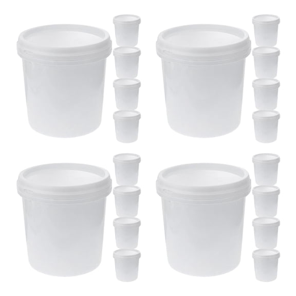 20 Pack White Plastic Bucket with Handle and Lid Food Storage Bucket Containers All Purpose Pail