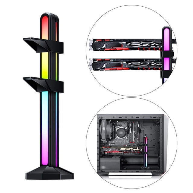 Soporte para GPU RGB ARGB gráfica de / 12 V Soporte para GPU Caja para computadora de escritorio Soporte para de video anti-flexió 5V 3Pin Negro Macarena Titular de la tarjeta gráfica