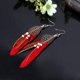 thumbnail image 5 of 1 par de pendientes colgantes con borlas y cuentas de plumas de ganso naturales hechos a mano de Bohemia para mujer, 5 of 5