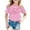 Pink, variant on Toddler Girls Short Sleeve T Shirts Children's Casual Fashion Print Round Neck T Shirt Size 4-5T ,Orange
