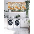 thumbnail image 4 of Fall Thanksgiving Kitchen Valances for Windows Orange White Teal Pumpkins Maple Leaf Valance Curtains&nbsp; for Kitchen /Living Room/Bedroom/ Bathroom Decor, 54"x18 " ,Rod Pocket 1 Panel, Linen, 4 of 7