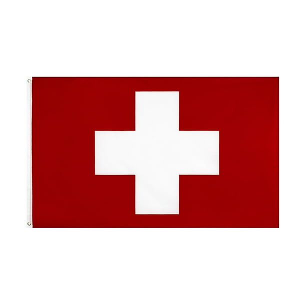 Bandera nacional de Suiza, 150 x 90 cm, poliéster, color rojo y blanco