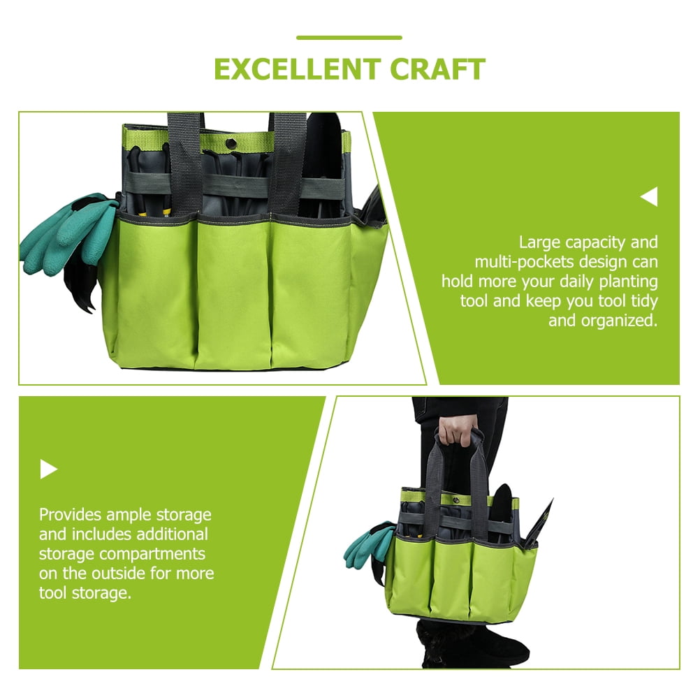 Garden Tool Carrier Gardening Tool Storage Tote Multi-pockets Lawn Yard Carrier