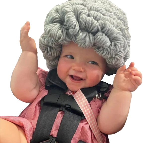 Handmade Crochet Grandma Hat for Toddler Pilling Resistant Windproof Hat Curly Hair Headgear Novelty Knit Cap