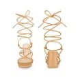 thumbnail image 5 of BLISSFUL STEP Square Toe Strappy Lace Up Slingback Block Heel Sandals for Women Nude 6, 5 of 6