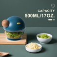 thumbnail image 2 of Manual Food Chopper, Manual Fruit and Vegetable Chopper with 3 Stainless Steel Blades, Mini Blender with Rope for Vegetables, Meats, Nuts, Onions (Blue), 2 of 5