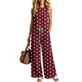 thumbnail image 5 of jobturf Womens 2 Piece Outfits Summer Polka Dots Tank Top Drawstring Wide Leg Pants with Pockets Lightweight Casual Loungewear Sets S-2XL, 5 of 6