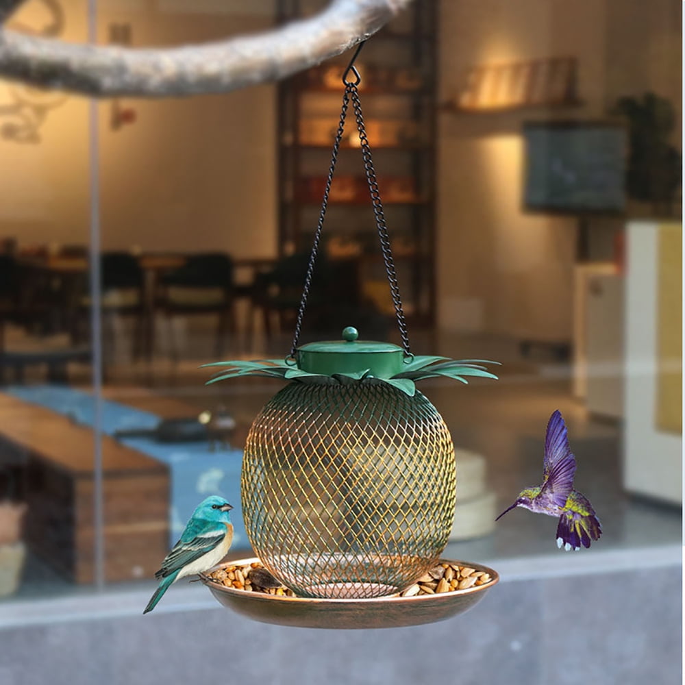 Bird Feeder Lovely Pineapple Shape Metal Waterproof Easy to Fill Outside Bird Feeders Outside Hanging Garden Decor Yard Outdoor Home Decoration Bird Lover Gifts