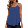 thumbnail image 6 of VBVC Women's Adjustable Strap Crew Neck Camisoles , Ladies' Lightweigh Curved Hem Tank Tops , Casual Summer Sleeveless Shirts For Women,Blue,S-2XL, 6 of 9