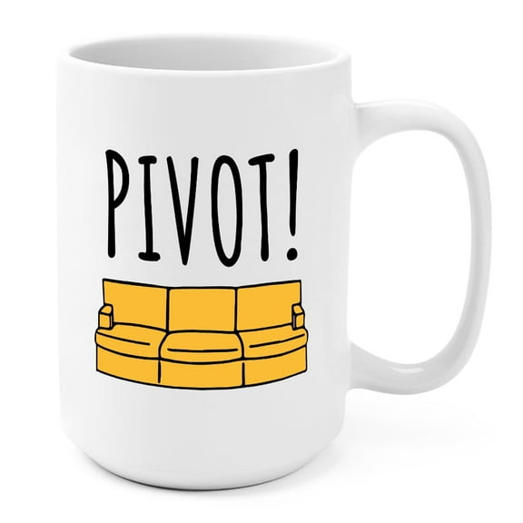 J.Ehonace Pivot Friends Novelty Coffee Mugs, 15 oz Ceramic Mug, White