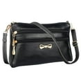 thumbnail image 1 of MesaSe Solid Leather Crossbody Bag Women Litchi Pattern Multi-layer Purse (Black), 1 of 1