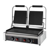 Commercial Panini Grill 3600W, Electric Sandwich Press, Stainless Steel Double Grill, Temp Control, 19x9in Flat Plate for Steak, Bacon