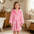 thumbnail image 5 of LYMAYTER Hooded Bathrobes for 2-12Y Toddler Girls Loose Solid Robe Soft Warm Kimono Robe With Belt Flannel Bathrobe, 5 of 10