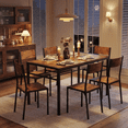 thumbnail image 3 of 7-Piece Kitchen Dining Table Set, MDF Wood Kitchen Table and Chairs for 4-6 People with Storage Rack, for Small Space, Apartment, Space-Saving, Patio - Rustic Brown, 3 of 12