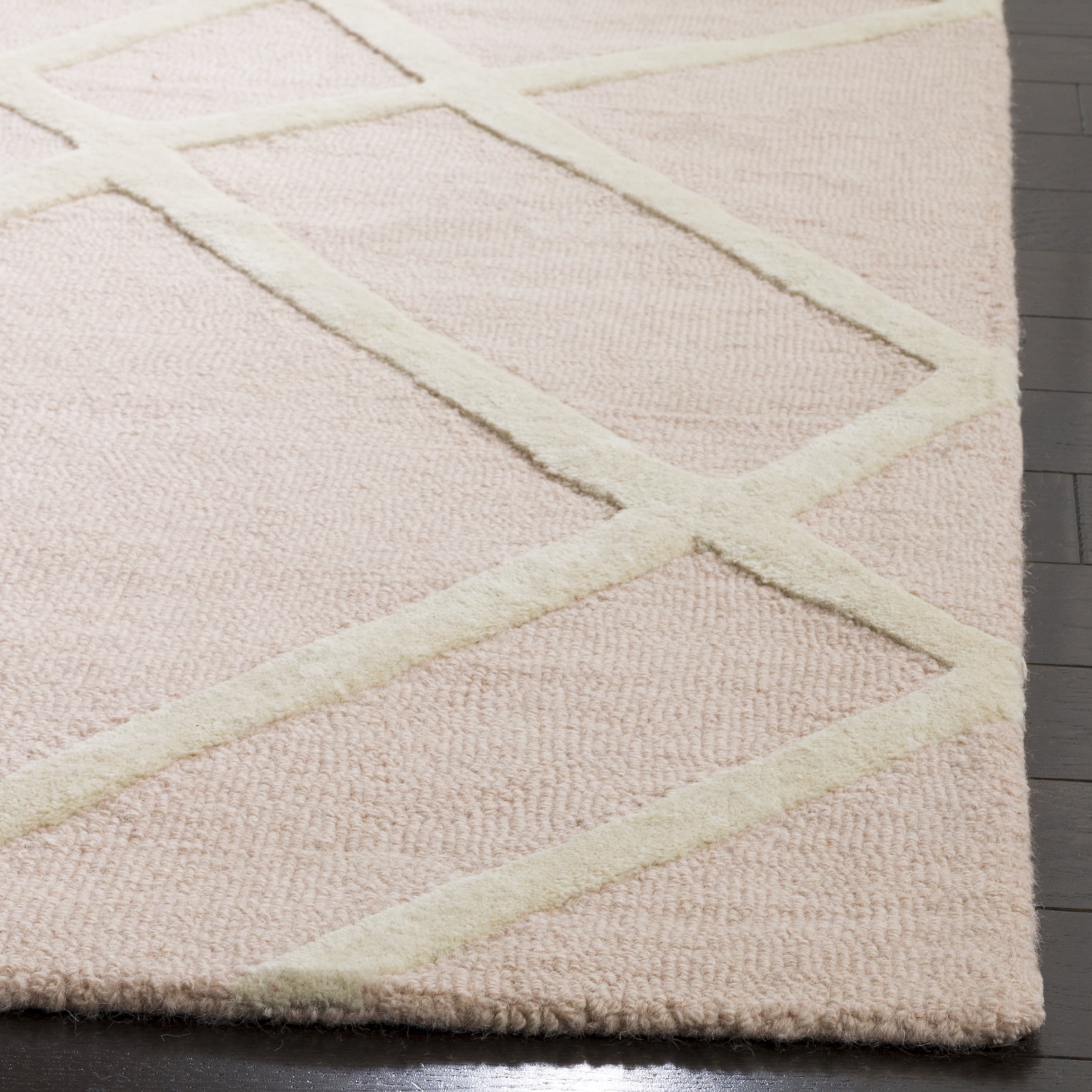 SAFAVIEH Kids Abstract Wool Area Rug, Pink/Ivory, 5' x 5' Square