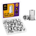 thumbnail image 1 of shiyou-1/4"-20UNC Rivet Nut, 35PCS Rivnut Nutsert 304 Stainless Steel Rivets Flat Head Rivet Nuts Rivnut Threaded Assortment for Furniture, Automotive and Industrial Applications (1/4''-20), 1 of 4