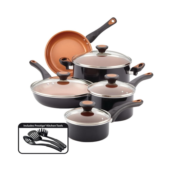 Glide Copper Ceramic 12-Piece Cookware Set with Nonstick Features