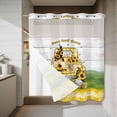 thumbnail image 4 of Sunflower Gnome No Hook Shower Curtain with Snap in Liner Summer Yellow Plaid Truck Wood Grain Waterproof Bathroom Shower Curtain with See Through Top Window for Bathtub 72" x 78", 4 of 9
