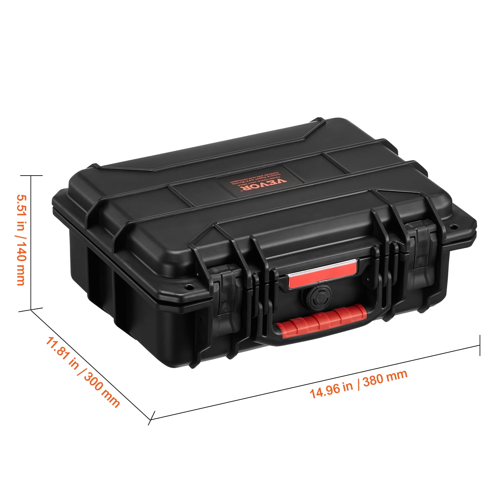 VEVOR Weatherproof Hard Case, Heavy Duty Protective Dry Box Case with Pre-cut Foam, and Retractable Pull Handles for Travel, Hunting, Military, Tactical, IP67 Waterproof Case for Cameras (40x32x16.6)