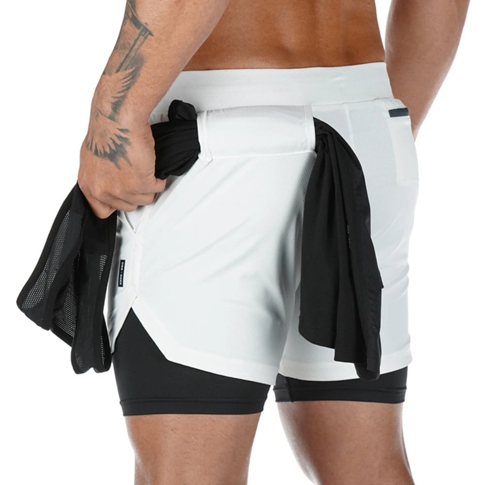 Men's Sports Workout Shorts Gym Running Athletic Shorts with Towel Loop Bottoms 