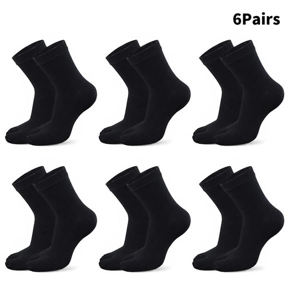 Yawlsow 6 Pairs Mens Toe Socks, Soft Cotton Crew Five Finger Socks for Running