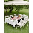 thumbnail image 5 of 52x70 Inch Outdoor Tablecloth with Umbrella Hole Zipper Rectangle Pink Flowers Rectangular Tablecloths Outside Waterproof Romantic Floral Leaves Black Striped Patio Table Cloth Cover for Picnic Party, 5 of 8