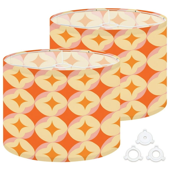Lamp Shades Set of 2 Easy Assembly 70 s Retro 60s 70s Aesthetic Style Drum Lampshades for Table Lamps Floor Lamps Pendant Light 13"x13"x10" Replacement Lamp Shade