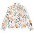 thumbnail image 4 of Jackets for Women Winter Coat Jackets Flannel Stand Collar Jacket(Watercolor Oranges Leafy Pattern Background,Size:S-4XL), 4 of 7