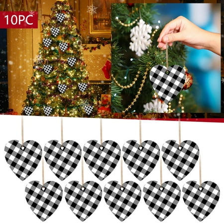 

TALKVE Simple lightweight and wear resistant 10PCS Christmas Pendant Christmas Day Decorative Christmas Tree Decorative Love Wood Pendant