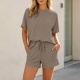 thumbnail image 2 of RongHuan 2 Piece Sets for Women Summer Crewneck T-Shirt Matching Shorts Set with Pockets Casual Travel Outfits Trendy, 2 of 8