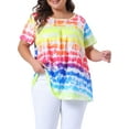 thumbnail image 2 of DARING DIVA Women's Plus Pleated Front Casual Blouse 4X Rainbow, 2 of 6
