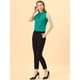 thumbnail image 2 of Blusa de verano casual sin mangas con volantes y cuello simulado con volantes para mujer lago verde S, 2 of 5