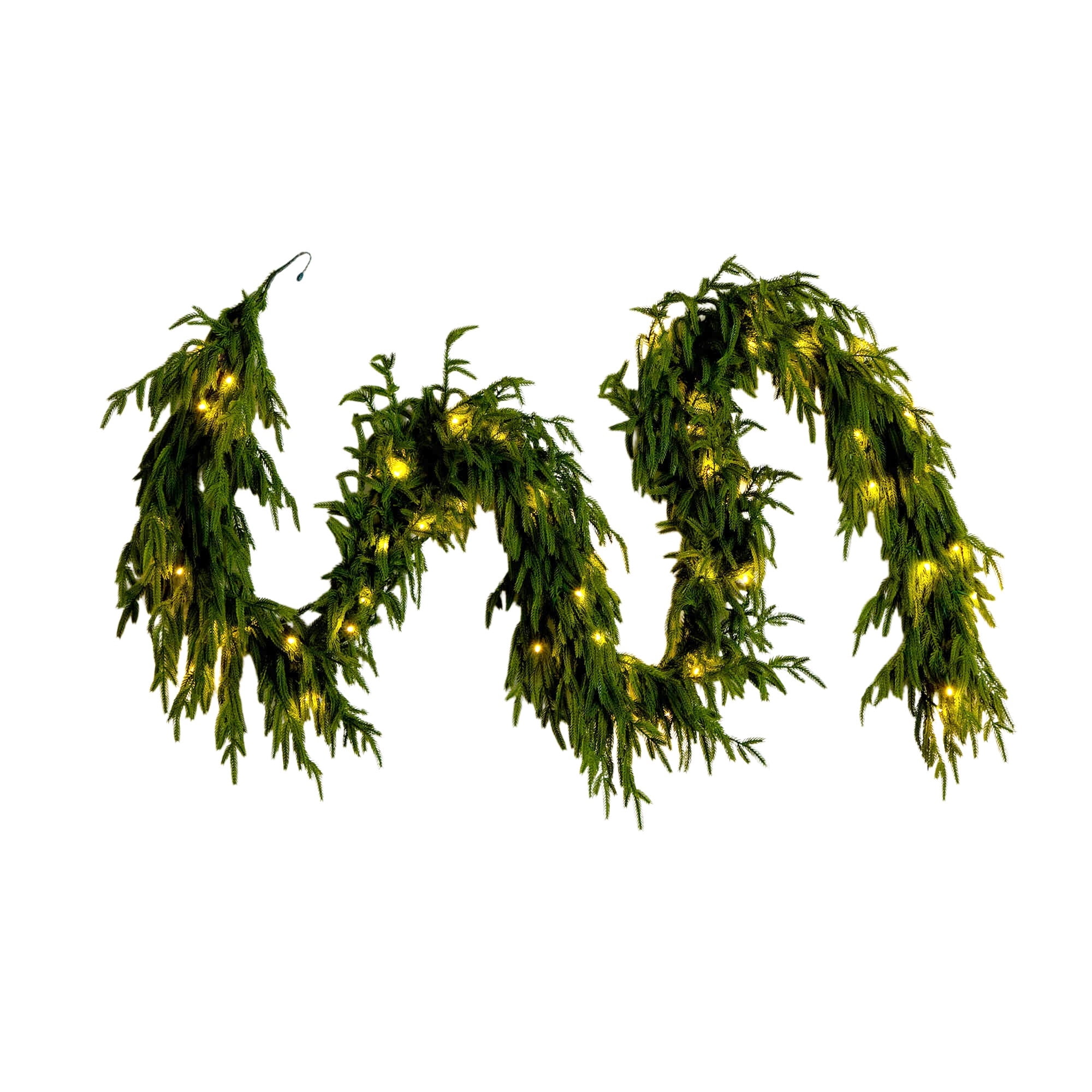 Nearly Natural Pre-Lit Norfolk Pine Artificial Christmas Garland - 9' x 4" - Warm White LED Lights